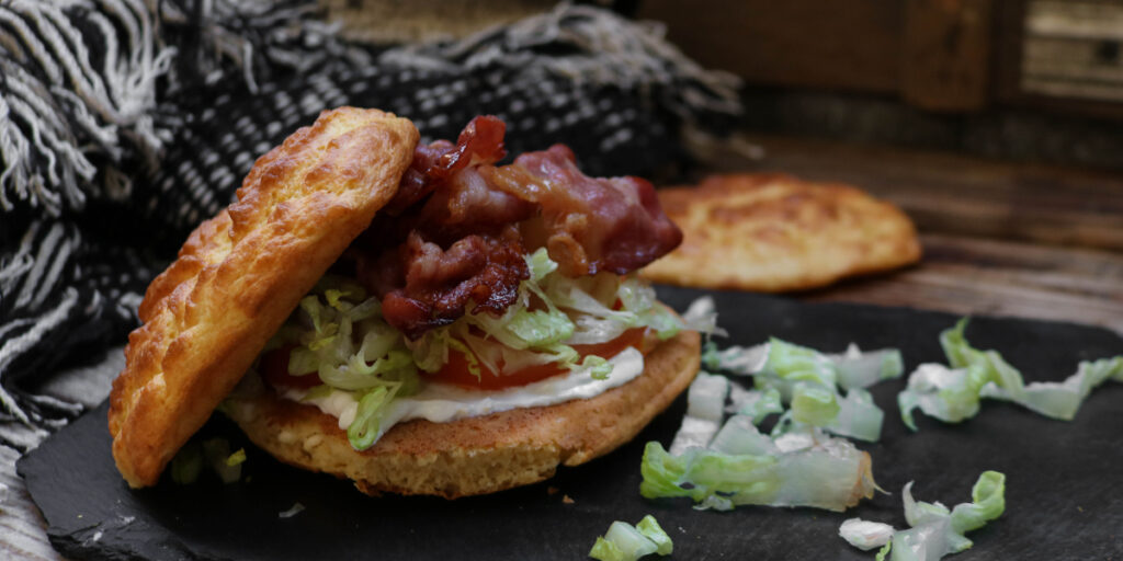 Keto cloud bread sandwich.