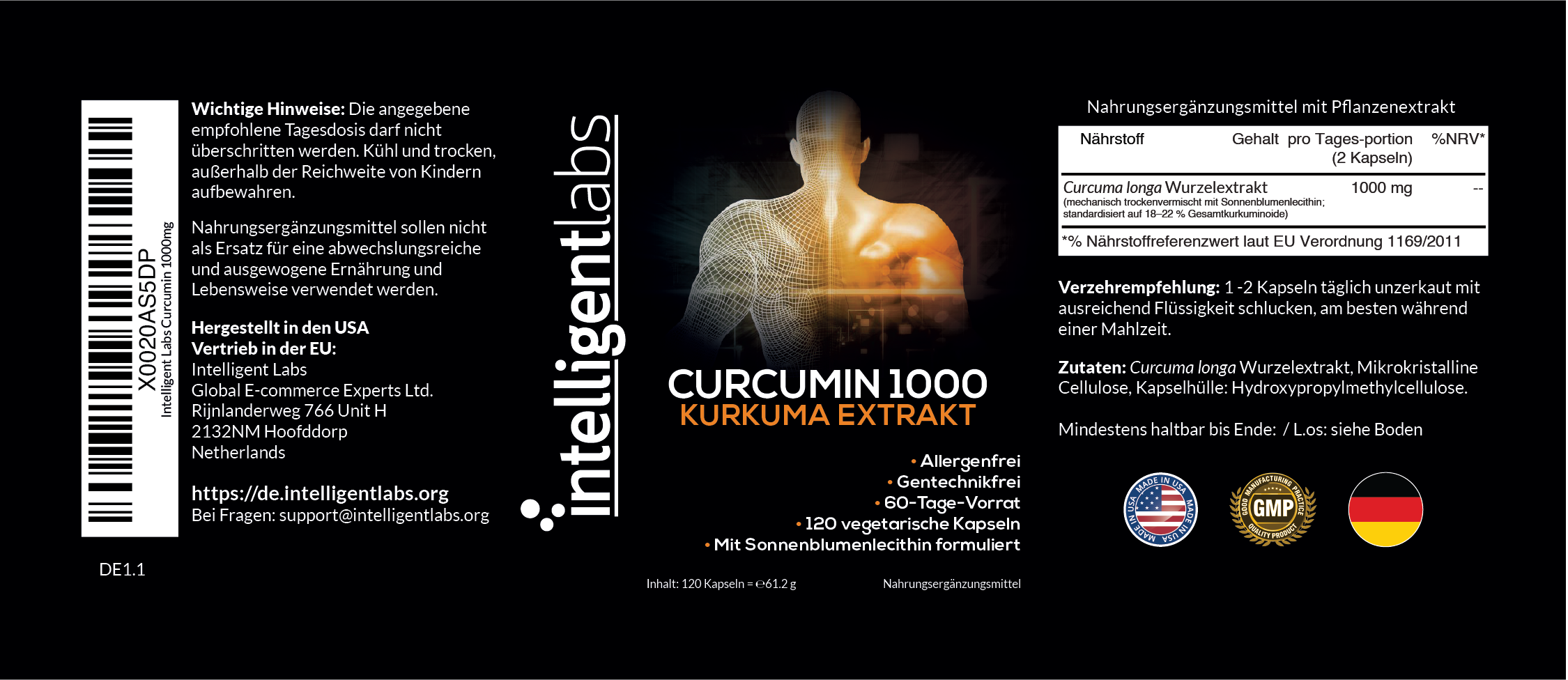 Intelligent Labs Curcumin 1000mg - Image 2
