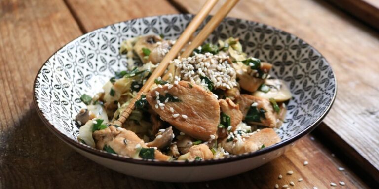 yummy keto moo shu chicken on plate